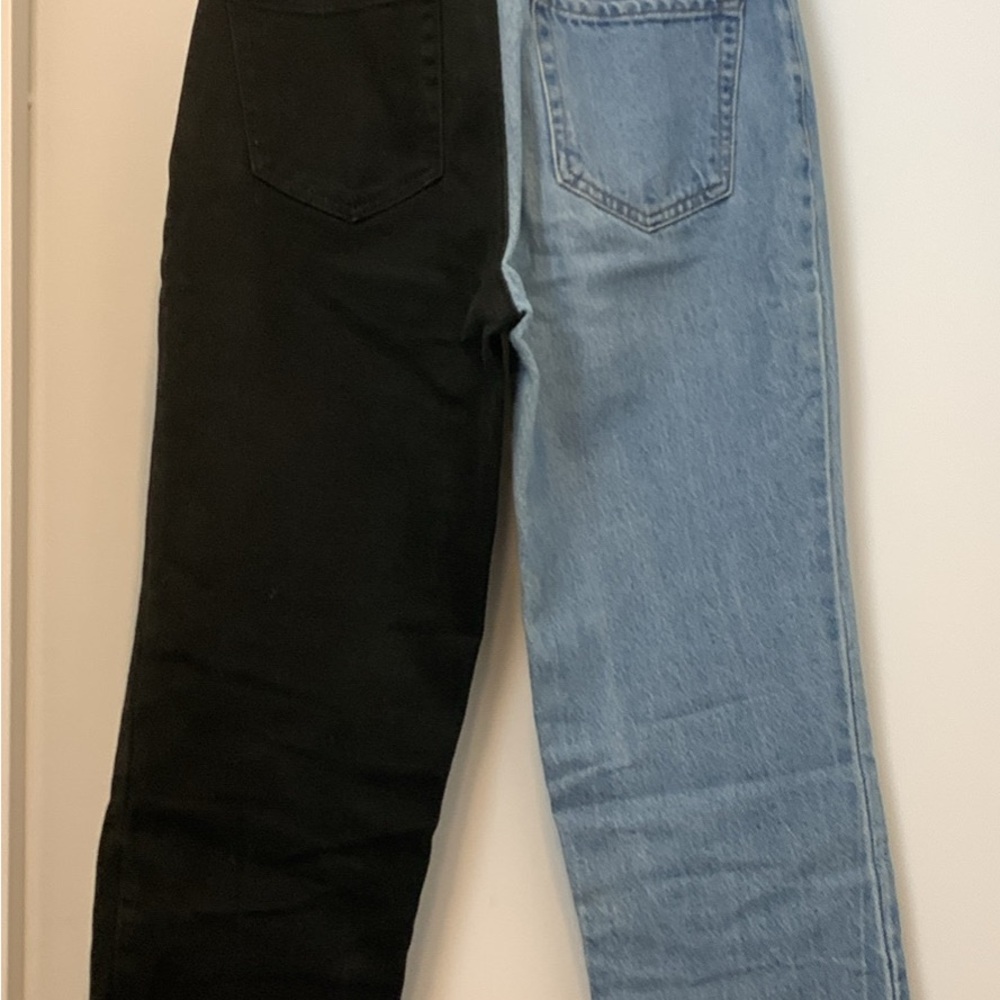 PacSun Two-Tone High Rise Jeans — Light Blue & Black